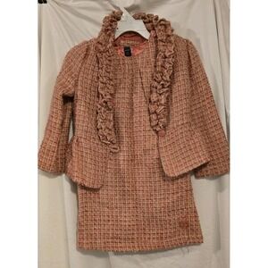 NWT Baby Gap Portobello Girls 5t Set Pink Tweed Blazer And Dress W / Pearl Snaps